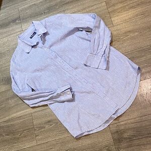 Poeta Light Blue Linen-Blend Button-Down Shirt
